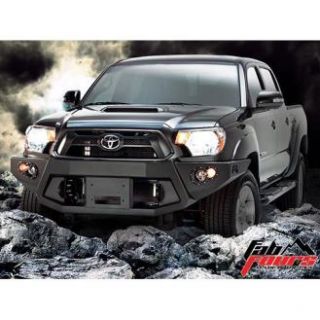 Fab Fours   Heavy Duty Winch Bumper in Black Powder Coat with Lights and D ring Mounts   Fits 2012 to 2014 Toyota Tacoma