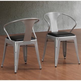 Padded Silver Tabouret Stacking Chairs (Set of 4)