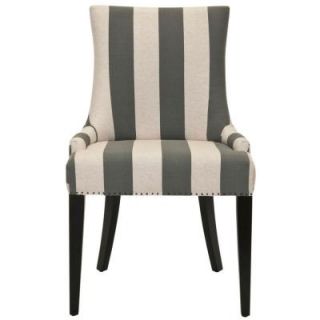 Safavieh Becca Grey And Bone Stripe Birchwood Polyester and Linen Dining Chair MCR4502H