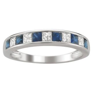 CT. T.W. Princess Cut Channel Set Diamond and Sapphire Band Ring
